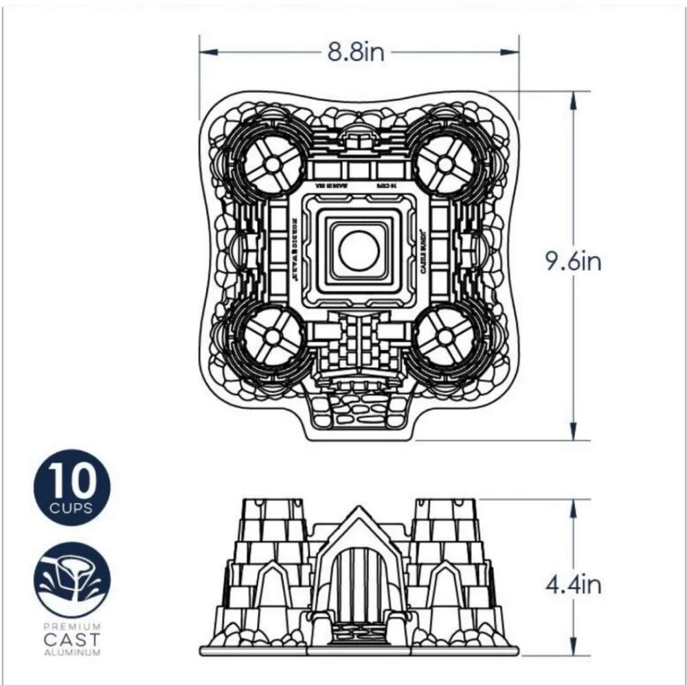 NORDIC WARE Cast Aluminum Castle Bundt Pan 10 Cup Capacity